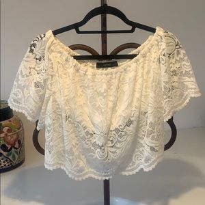 LE3NO Feminine Lace Crop Top